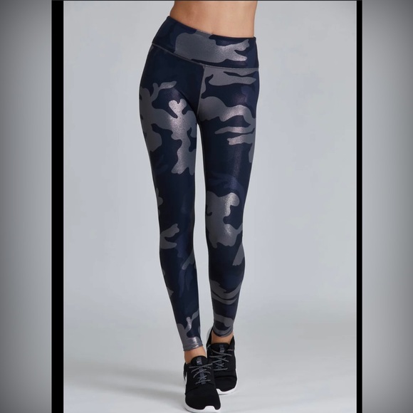 Noli Pants - New Noli Guerra Metallic Camo Leggings Black Blue Silver Size Small